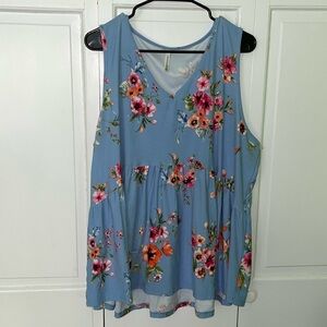 Perfect for summer tank top with vibrant floral colors. EUC